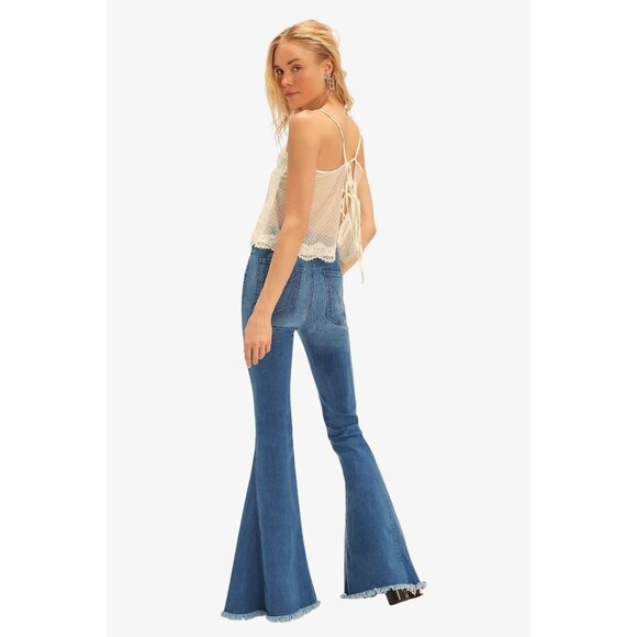 Show Me Your Mumu Berkeley Bell Jeans Med Wash Rainstorm Ultra Flares 26 - Picture 4 of 15